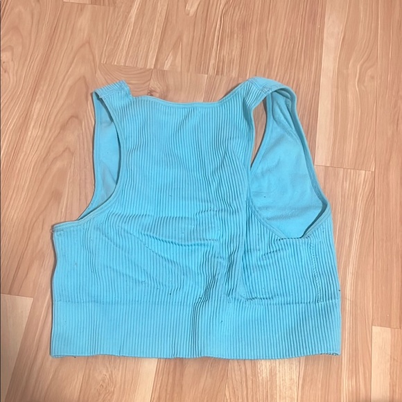 Garage Blue Ribbed Crop Tank Top - Picture 3 of 3
